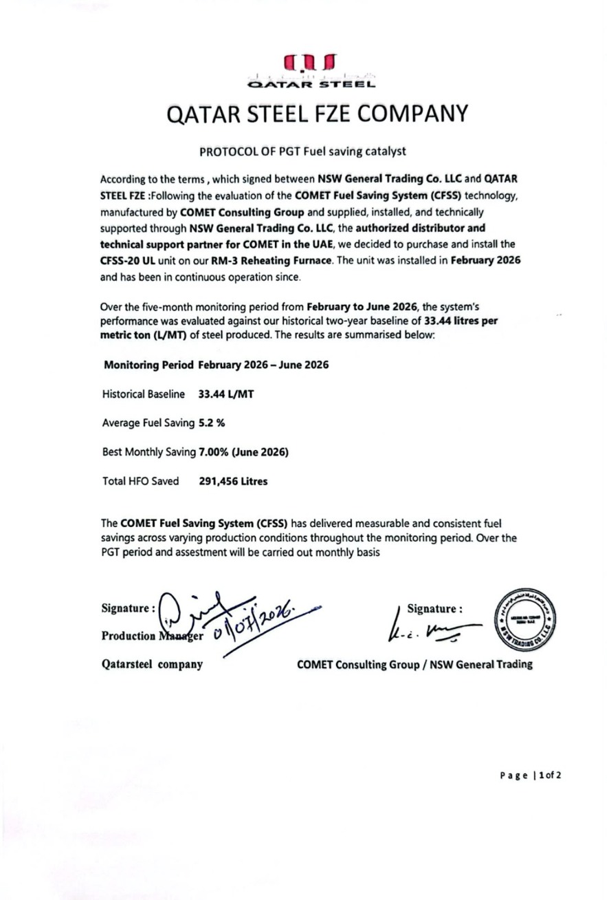 CFSS instalacija u Qatar Steel FZE
